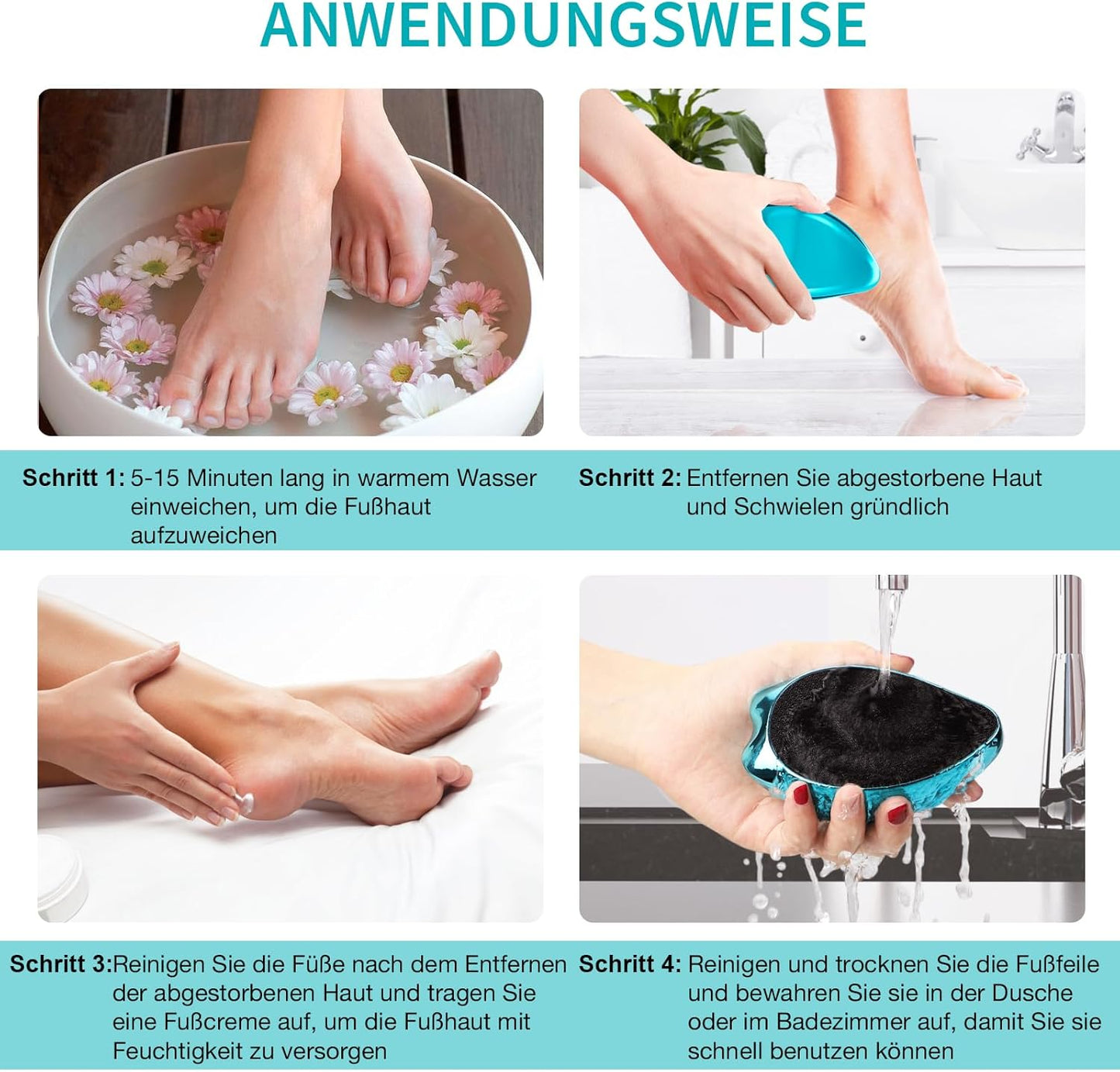 Anjocare 2In1 Nano Glas Hornhautentferner,Hochwirksame Hornhaut Entfernung Für Nass&Trocken Füsse,Professionelle Hornhautfeile Hornhautraspel Zur Fußpflege Sicher&Schnell Hornhautentfernung (Blau)