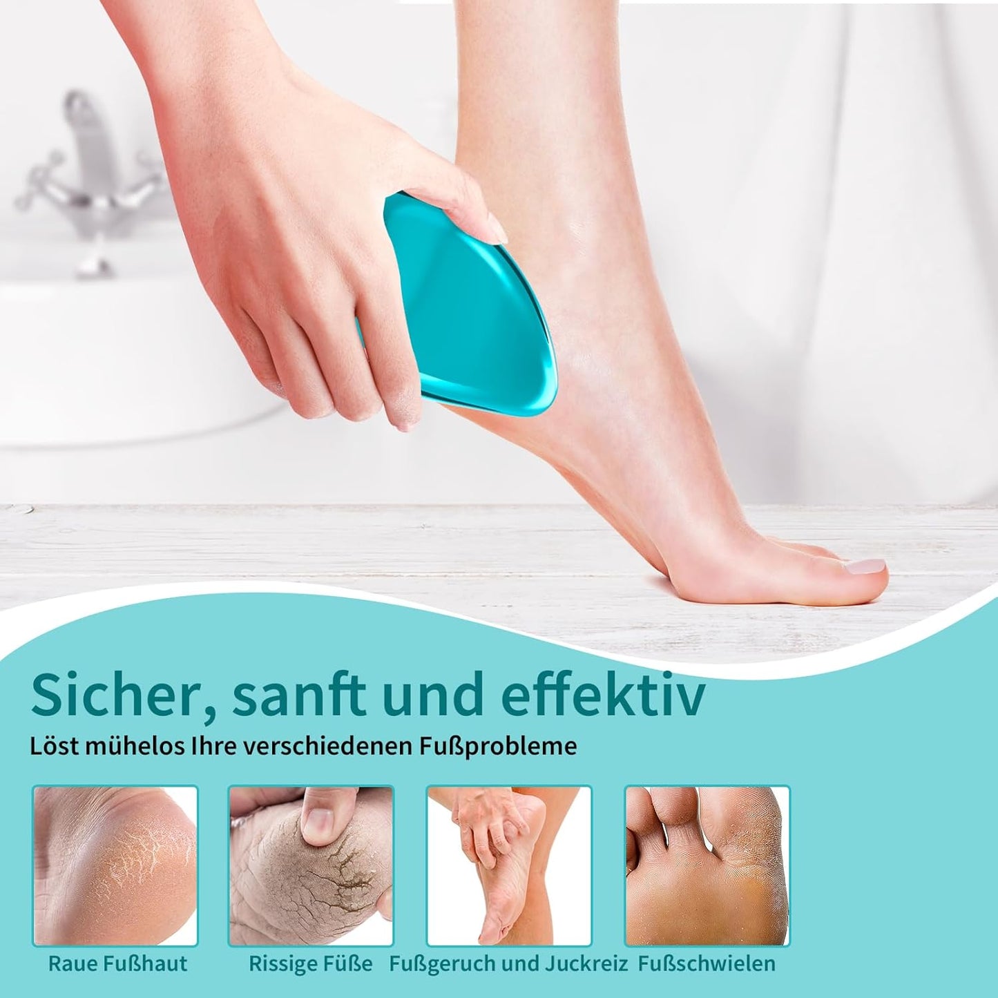 Anjocare 2In1 Nano Glas Hornhautentferner,Hochwirksame Hornhaut Entfernung Für Nass&Trocken Füsse,Professionelle Hornhautfeile Hornhautraspel Zur Fußpflege Sicher&Schnell Hornhautentfernung (Blau)