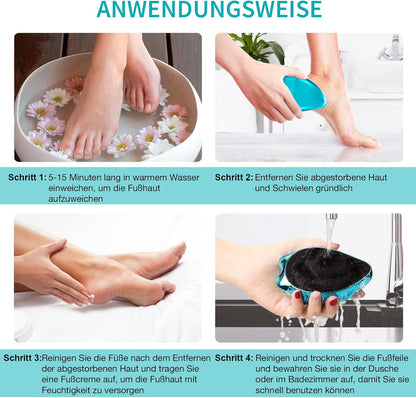 Anjocare 2In1 Nano Glas Hornhautentferner,Hochwirksame Hornhaut Entfernung Für Nass&Trocken Füsse,Professionelle Hornhautfeile Hornhautraspel Zur Fußpflege Sicher&Schnell Hornhautentfernung (Blau)