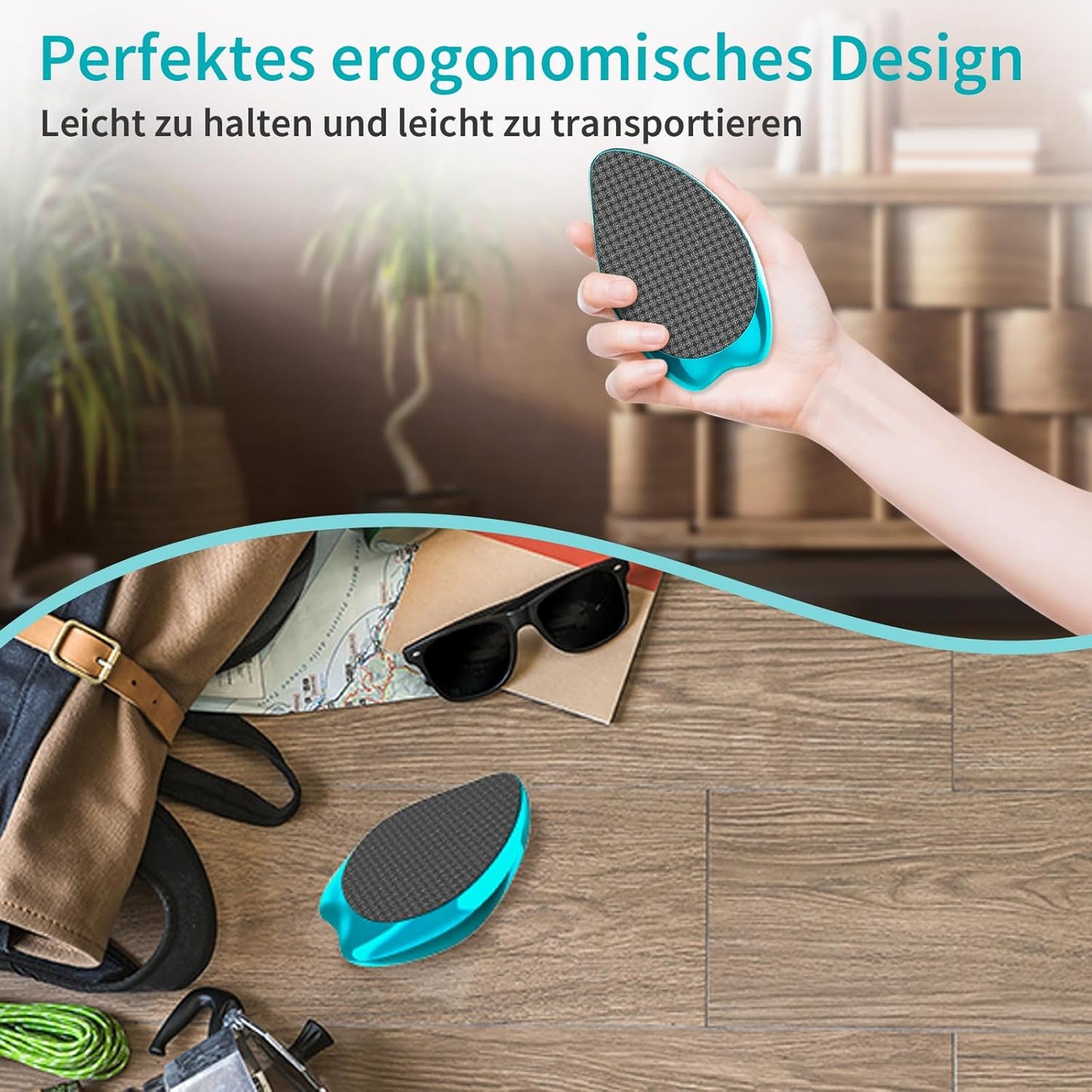 Anjocare 2In1 Nano Glas Hornhautentferner,Hochwirksame Hornhaut Entfernung Für Nass&Trocken Füsse,Professionelle Hornhautfeile Hornhautraspel Zur Fußpflege Sicher&Schnell Hornhautentfernung (Blau)